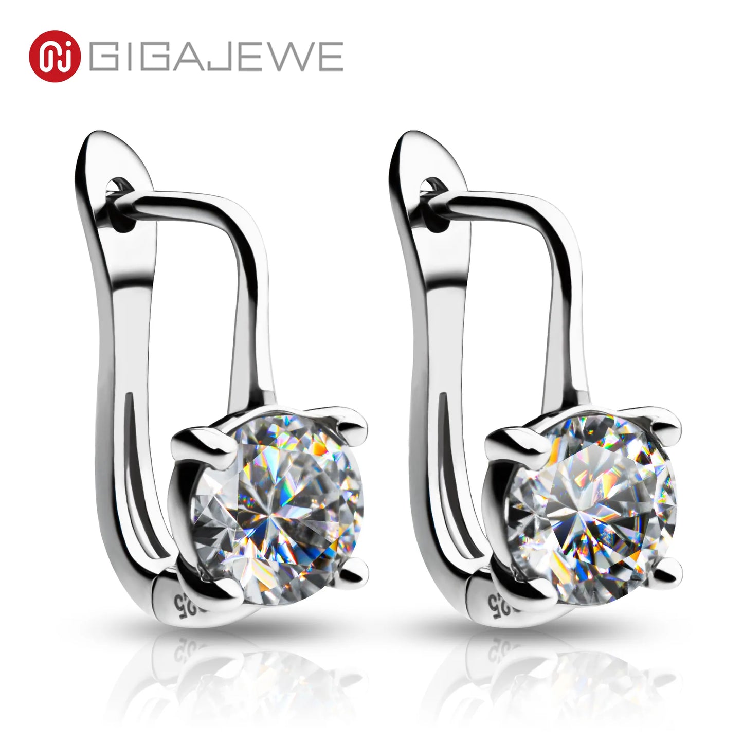 GIGAJEWE Moissanite D Color VVS1 Total 2ct S925 Silver Drop Earring 18K Gold Plated  Diamond