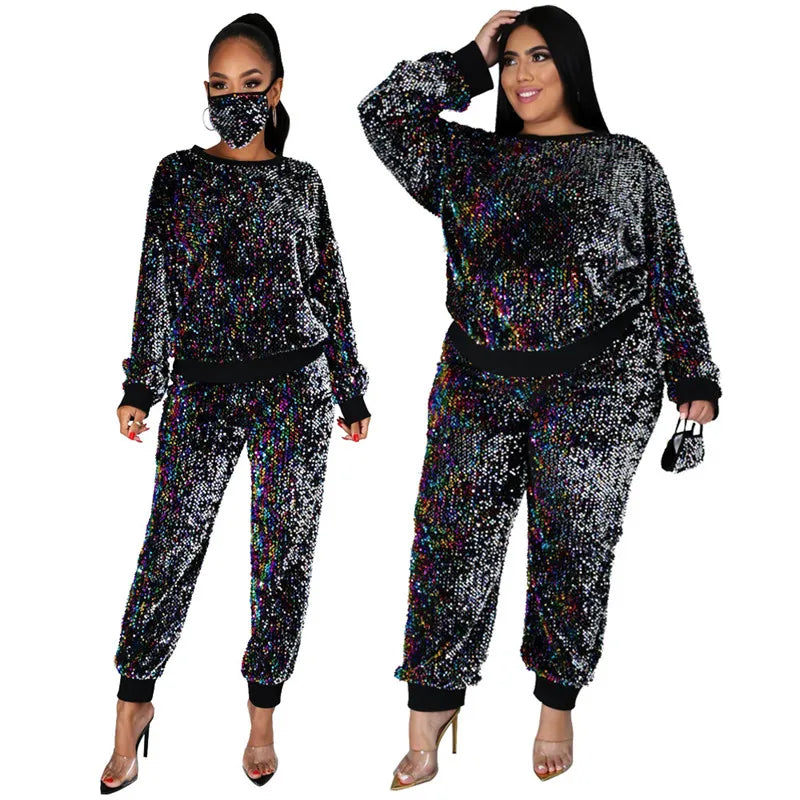 Winter  Plus Size S-5XL Clothing For Women Two Piece Set  Joggers Tracksuit