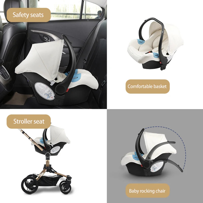 Aulon Baby Stroller Fast Free Shipping  360° Rotation Wagon Pram 3IN1 Baby Carriage Foldable Bassinet Stroller Combo Car Seat