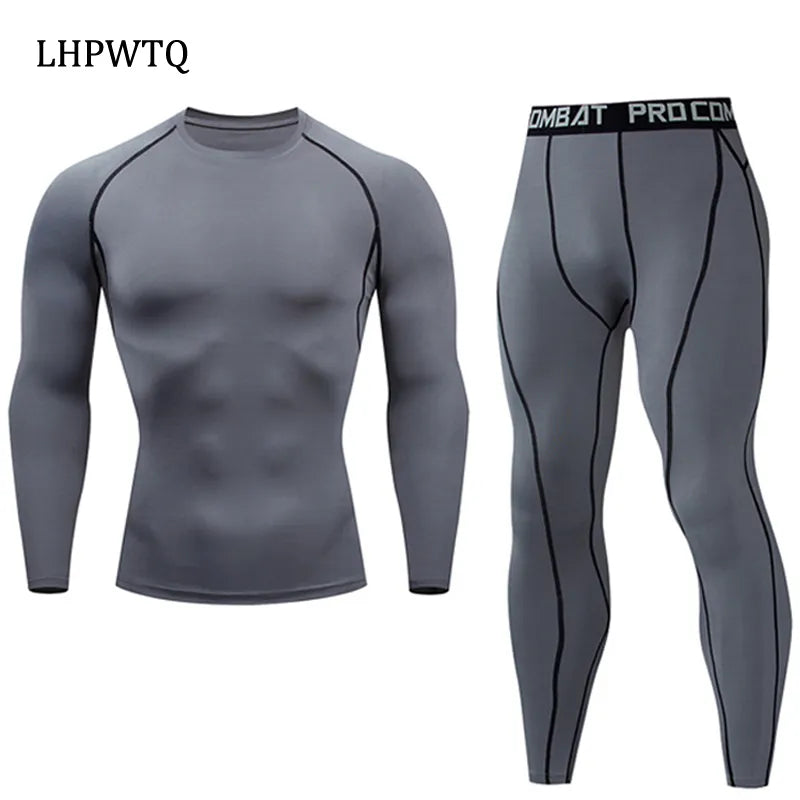 Quick Dry Men's   Thermal underwear Sets  Running Compression Sport Suits