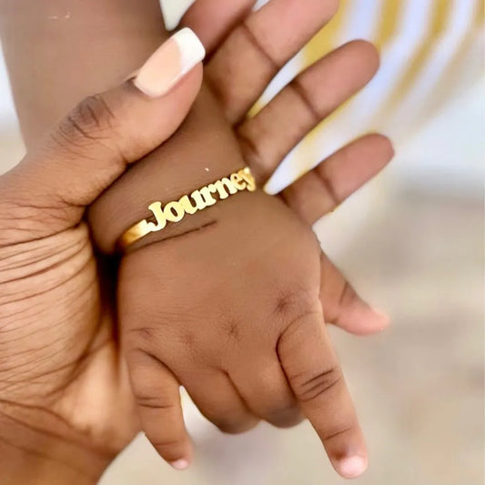 Custom Name Bracelets for Baby Personalized Gold Color Stainless Steel Bangle Customized Children Birth Jewelry