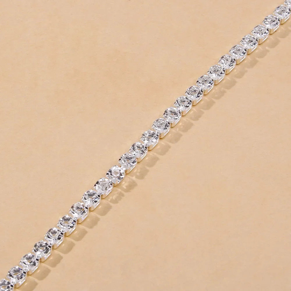 XSBODY Simple Rhinestone Tennis Chain Anklet