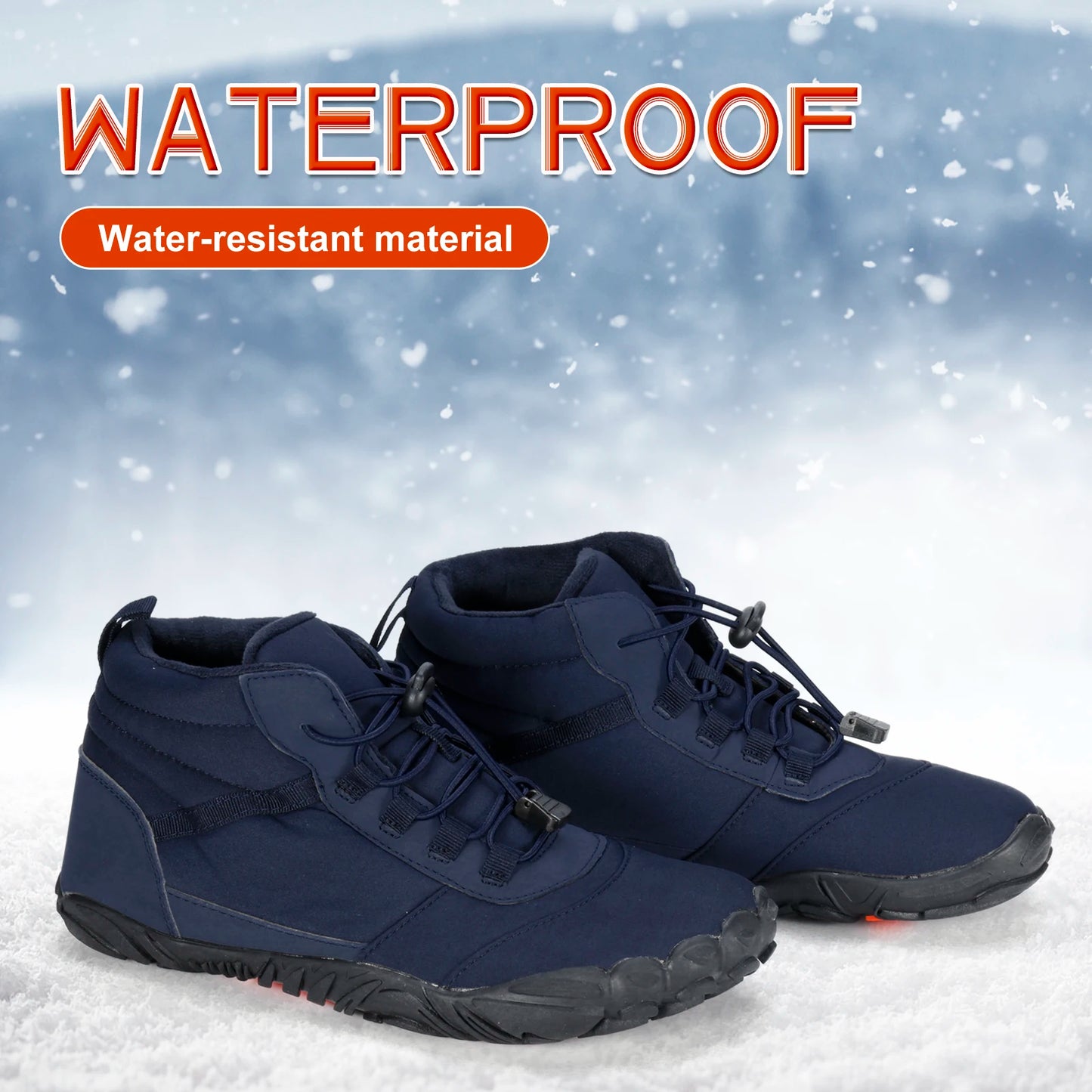 Winter Warm Jogging Sneakers Women Men Rubber Running Barefoot Shoes Waterproof Non-Slip