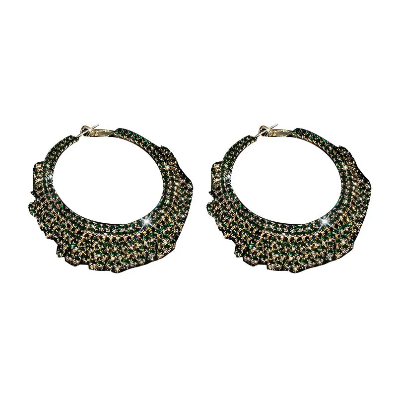 Europe And America Full Rhinestone Large Hoop Earrings For Women