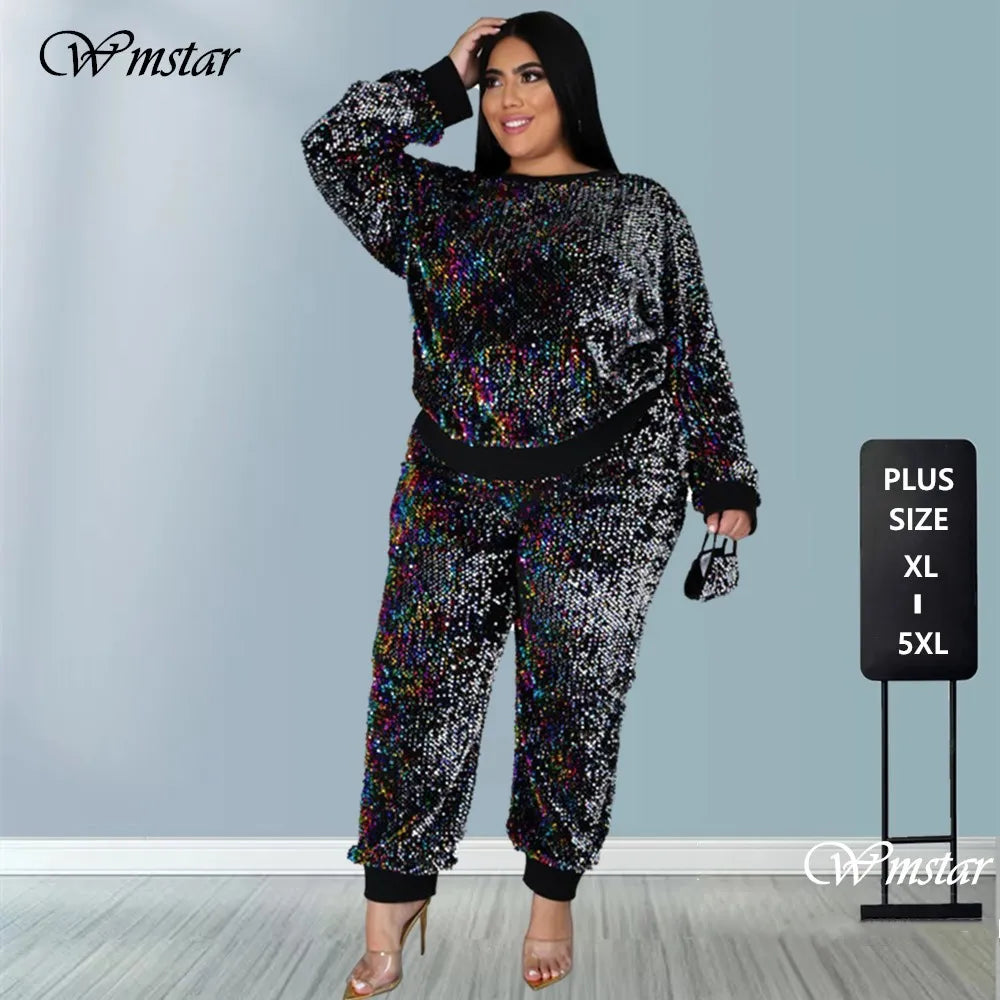 Winter  Plus Size S-5XL Clothing For Women Two Piece Set  Joggers Tracksuit