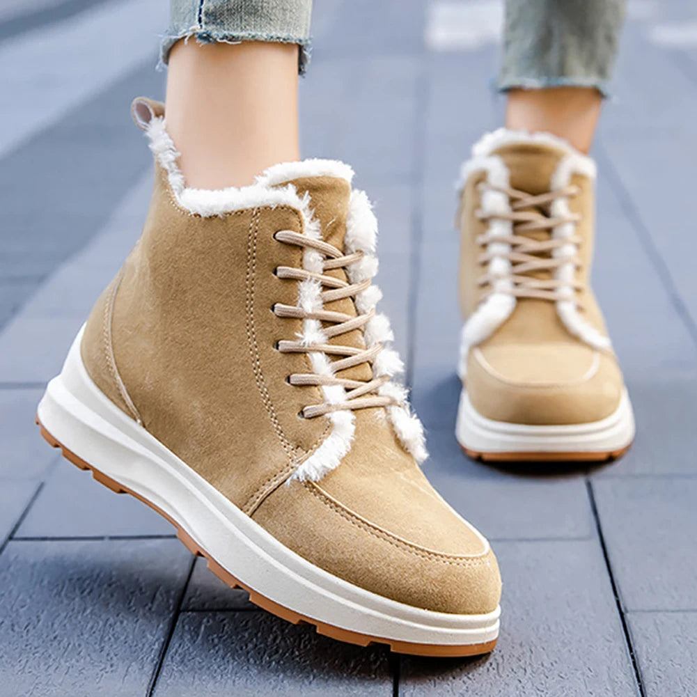 Women's Boots  Faux Suede Thick Plush Snow  Women Winter Warm Ankle Boots