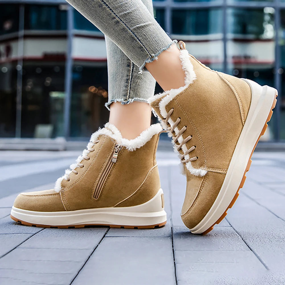 Women's Boots  Faux Suede Thick Plush Snow  Women Winter Warm Ankle Boots