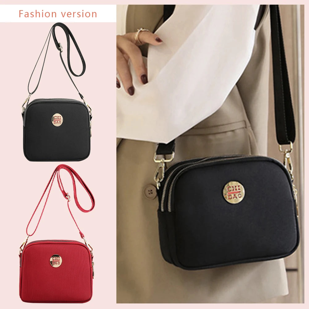 Women Messenger  Nylon Casual Mobile Phone Bag Large Capacity Simple Fashion  Multi-Pockets