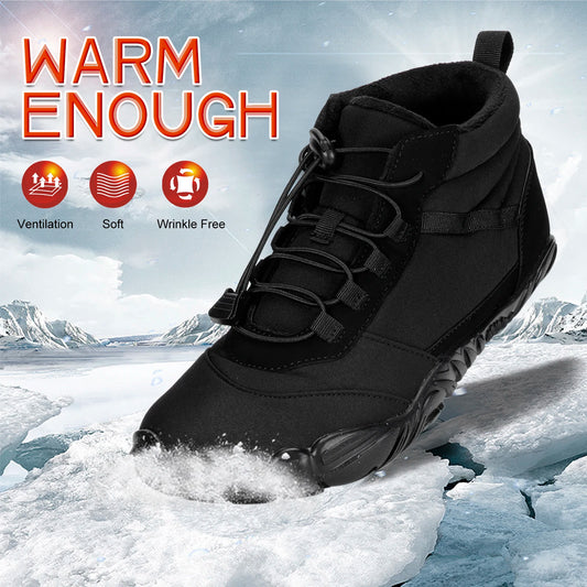 Winter Warm Jogging Sneakers Women Men Rubber Running Barefoot Shoes Waterproof Non-Slip