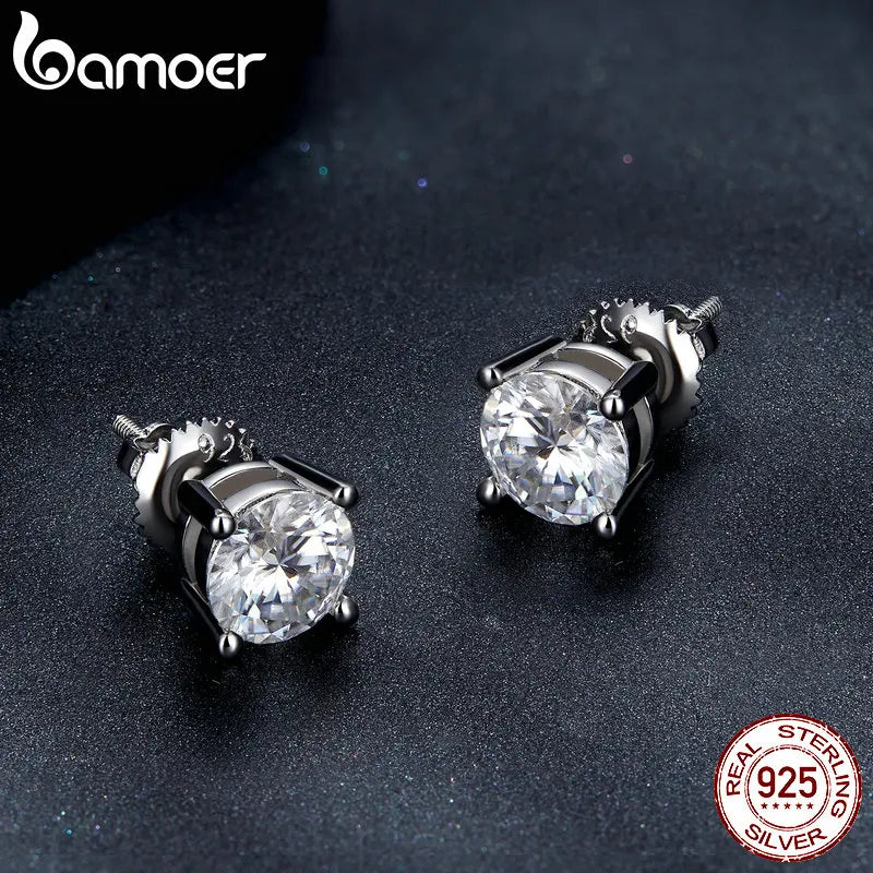 BAMOER Moissanite Earrings for Women Solid 925 Sterling Silver Heart Prong 2CTW D VVS1 Lab Diamonds