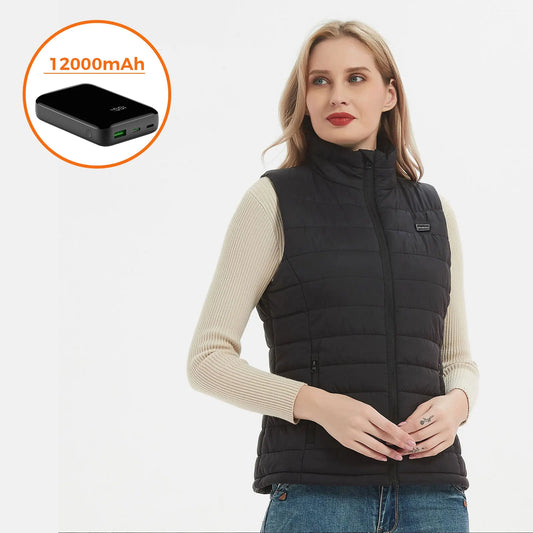 Women's Heated Vest With Battery Pack 12000mAh Lightweight Heated Gilet 4 Heating Zones Winter Warm Outdoor Hiking Hunting